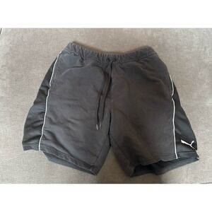 Puma Men's training knit shorts logo waistband adjustable large black athletic